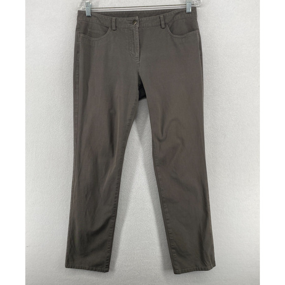 EILEEN FISHER Pants S Organic Cotton Twill Stretch Slim Straight 5 Pocket Gray - Picture 1 of 12